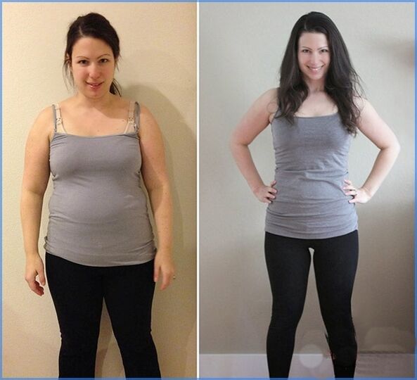 Lány hatékony turmix diéta előtt és után